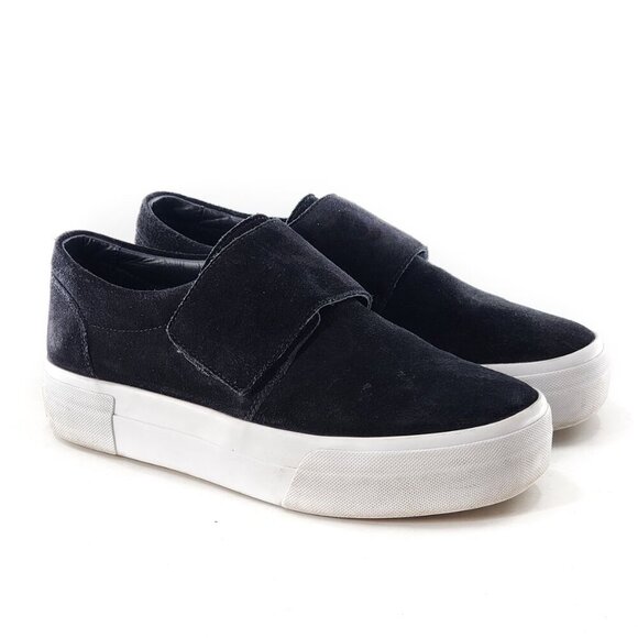 VINCE Cage Suede Platform Sneaker Hook & Loop Black - Picture 3 of 10